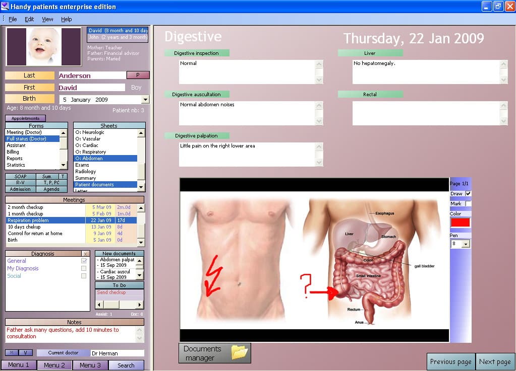 A screenshot of an open-source electronic medical record